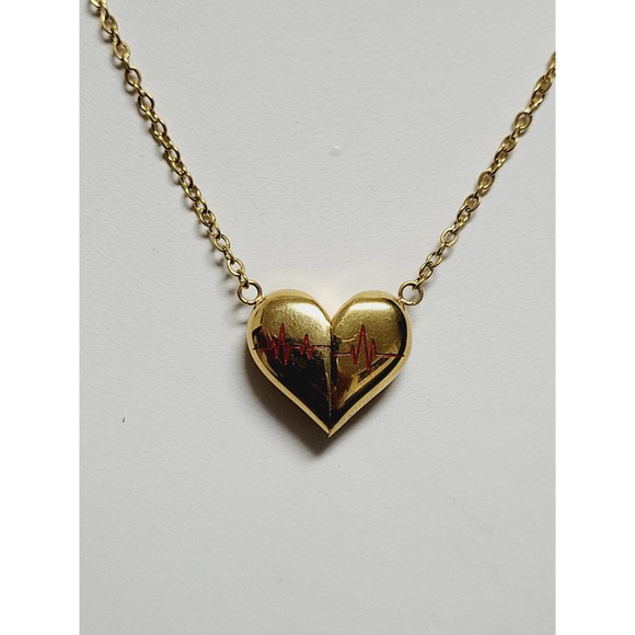 Electrocardiogram Hearts Necklace 18" - Picture 5 of 7